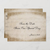 Sheet Music Save the Date Postcard Ankündigungspostkarte (Vorne/Hinten)