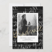 Sheet Music Script Black Foto Drive-by-Abschluss Einladung (Vorderseite)