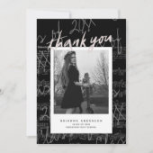 Sheet Music Script Blk Foto Abschluss Vielen Dank Einladung (Vorderseite)