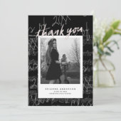 Sheet Music Script Blk Foto Abschluss Vielen Dank Einladung (Stehend Vorderseite)