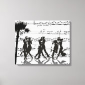 Sheet Music Silhouette Dancers Palm Tree Leinwanddruck (Vorderseite)