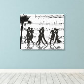 Sheet Music Silhouette Dancers Palm Tree Leinwanddruck (Insitu (Holzboden))