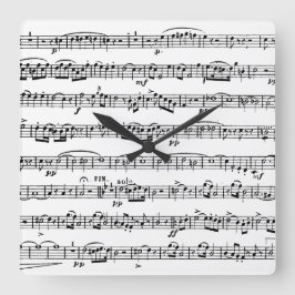 Sheet Music Square Wall Clock Quadratische Wanduhr