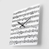 Sheet Music Square Wall Clock Quadratische Wanduhr (Winkel)