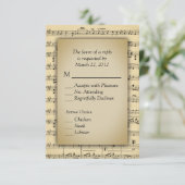 Sheet Music Theme RSVP Cards mit Menüoptionen Karte (Stehend Vorderseite)