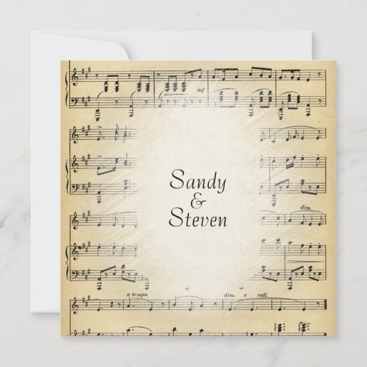 Sheet Music Theme Wedding Einladung (Rückseite)