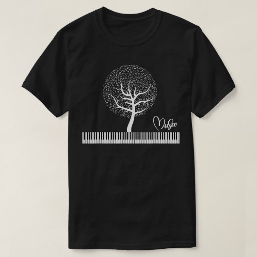 Sheet Music Tree Piano Keyboard Keys and Notes T-Shirt (Design vorne)