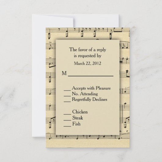 Sheet Music UAWG with Menu Choice RSVP Karte (Vorderseite)