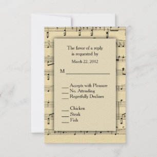 Sheet Music UAWG with Menu Choice RSVP Karte