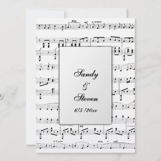 Sheet Music Wedding Theme Einladung (Rückseite)