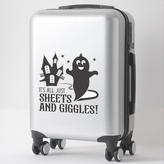 Sheets & Giggles – Humorous Halloween Ghost Design Aufkleber (Koffer)