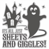 Sheets & Giggles – Humorous Halloween Ghost Design Aufkleber (Vorderseite)