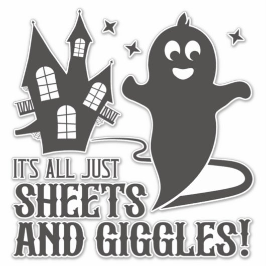Sheets & Giggles – Humorous Halloween Ghost Design Aufkleber (Vorderseite)