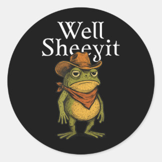 Sheeyit Lustiger Cowboy-Frosch-Meme Western Humor Runder Aufkleber