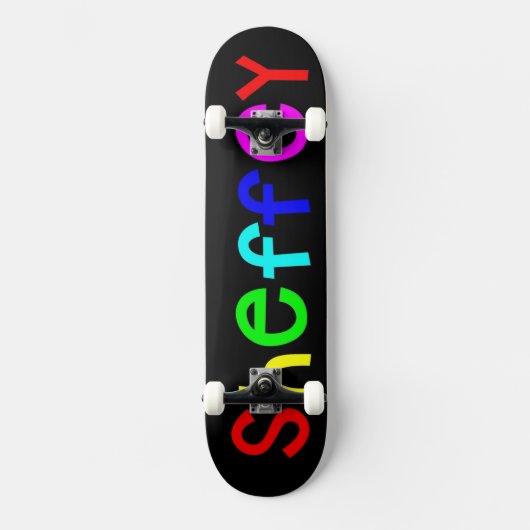 Sheffey Bold Rainbow Schriftartes Skate Board Skateboard (Vorderseite)