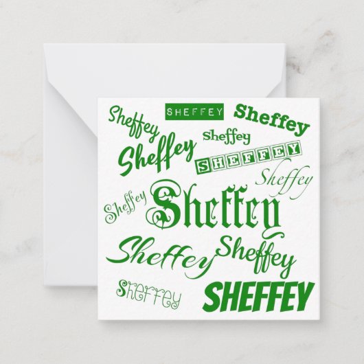 Sheffey Green Schriftartes - 9568 Mitteilungskarte (Vorderseite)