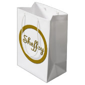 Sheffey Monogram in Gold Mittlere Geschenktüte (Rückseite Schrägansicht)