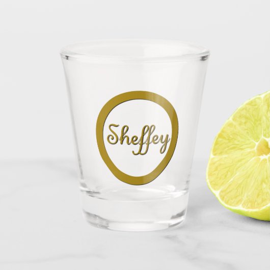 Sheffey Monogram in Gold Schnapsglas (Vorderseite)