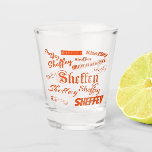 Sheffey Orange Schriftartes - 9569 Schnapsglas (Vorderseite)