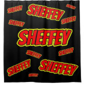Sheffey Red Comic Schriftart Duschvorhang (Vorderseite)