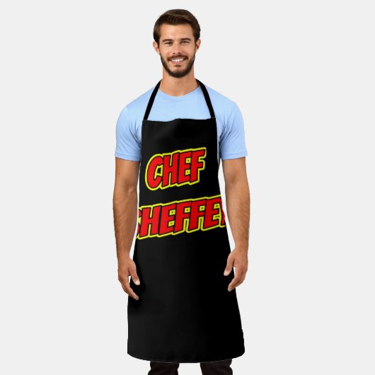 Sheffey Red Comic Schriftartes Schürze (Getragen)