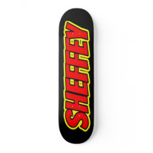 Sheffey Red Comic Schriftartes Skate Board