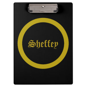 Sheffey Schriftartes - Black and Gold Monogram Cli Klemmbrett