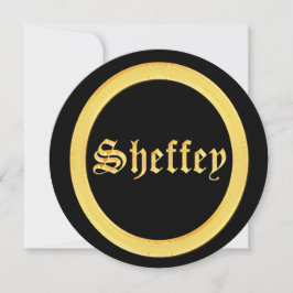 Sheffey Schriftartes - Black and Gold Monogram Einladung
