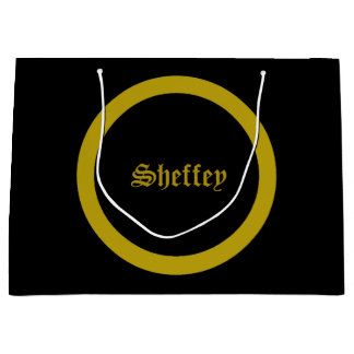 Sheffey Schriftartes - Black and Gold Monogram Lar Große Geschenktüte