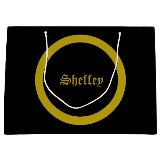 Sheffey Schriftartes - Black and Gold Monogram Lar Große Geschenktüte (Vorderseite)