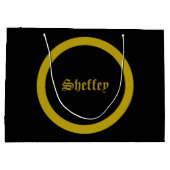 Sheffey Schriftartes - Black and Gold Monogram Lar Große Geschenktüte (Rückseite)