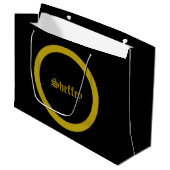Sheffey Schriftartes - Black and Gold Monogram Lar Große Geschenktüte (Vorderseite Schrägansicht)