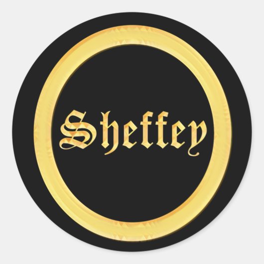 Sheffey Schriftartes - Black and Gold Monogram Runder Aufkleber (Vorderseite)