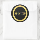 Sheffey Schriftartes - Black and Gold Monogram Runder Aufkleber (Tasche)