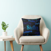 Sheffey Schriftartes - Blue on Black throw Kissen (Stuhl )