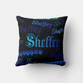 Sheffey Schriftartes - Blue on Black throw Kissen (Rückseite)