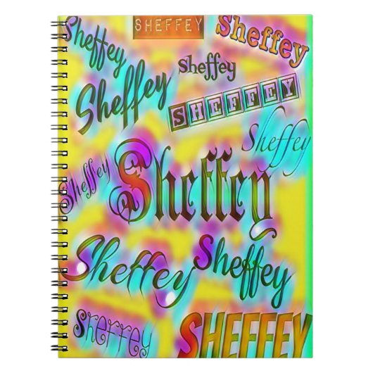 Sheffey Schriftartes - Gelber und rosa Regenbogen Notizblock (Vorderseite)
