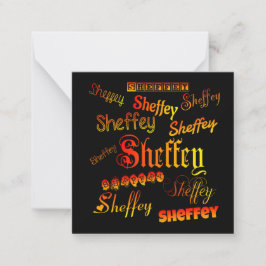 Sheffey Schriftartes - orange, rot und gelb Mitteilungskarte