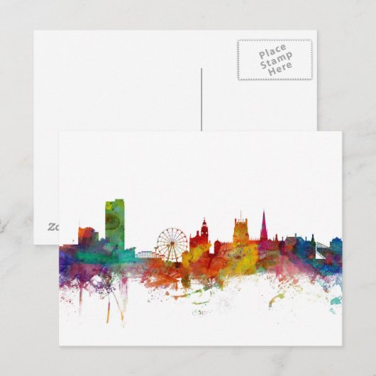 Sheffield England Skyline Postkarte (Vorne/Hinten)