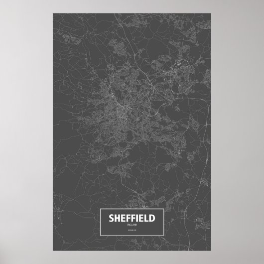 Sheffield, England (weiß auf schwarz) Poster (Vorne)