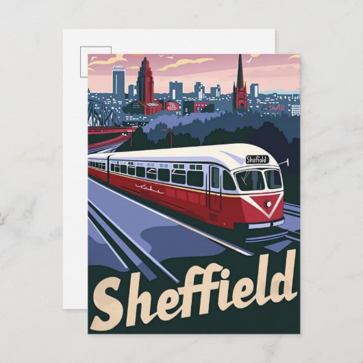 Sheffield Great Britain Travel Illustration Postkarte (Vorne/Hinten)