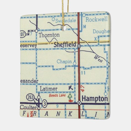 Sheffield IA Vintag Map Keramikornament (Links)