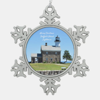 Sheffield Island Leuchtturmverzierung Schneeflocken Zinn-Ornament