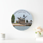 Sheffield Island Lighthouse, Connecticut Clock Große Wanduhr (Zuhause)