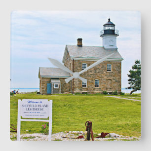 Sheffield Island Lighthouse, Connecticut Quadratische Wanduhr