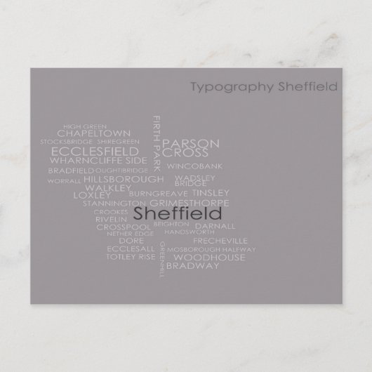 Sheffield Typografie Karte (Vorderseite)