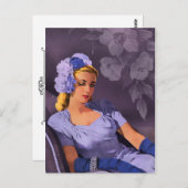 Sheila - Abend Wear in Lavender und Mauve der 40er Postkarte (Vorne/Hinten)