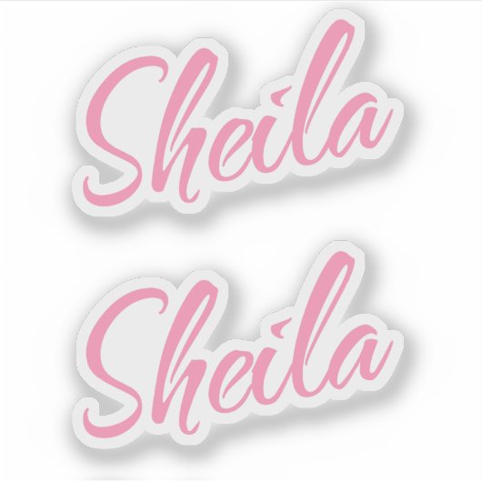 Sheila-Name rosa kursive Schrift Buchstaben x2 Aufkleber (Vorderseite)