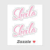 Sheila-Name rosa kursive Schrift Buchstaben x2 Aufkleber (Blatt)