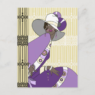 Shelby, Dame der 1930er in Creme und Lila Postkarte